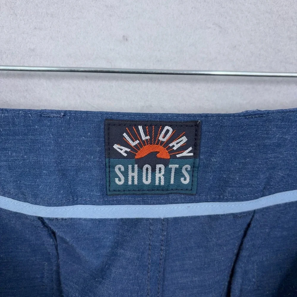Faherty All Day Shorts Mens 34 Blue Hybrid Performance Casual Gorpcore Hiking